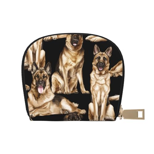 ESASAM Celestial Night Sky Leather Shell Card Bag - Compact and Durable Card Wallet, Multiple Slots Card Organizer, Secure, Portable and Large Capacity Card Holder, Deutscher Schäferhund, von ESASAM