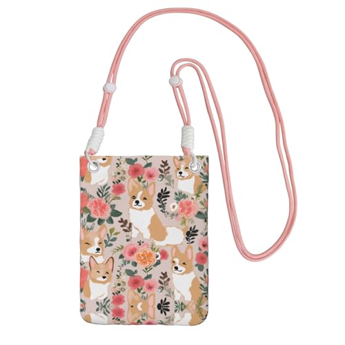ESASAM Corgi Floral Flowers A Large Capacity Crossbody Phone Case For Worry Free Travel, rose, Einheitsgröße von ESASAM
