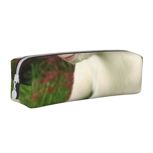 ESASAM Dreidimensionales Federmäppchen aus Ziegenleder mit Reißverschluss, einfach und elegant, modisch und praktisch, weiß, Einheitsgröße, Schulrucksack von ESASAM