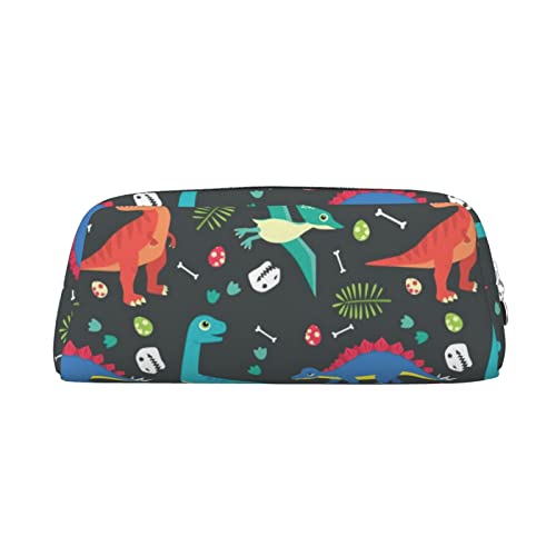 ESASAM Dreidimensionales Federmäppchen mit Cartoon-Dinosaurier-Motiv, aus Leder, einfach und elegant, modisch und praktisch, silber, Einheitsgröße, Schulrucksack von ESASAM