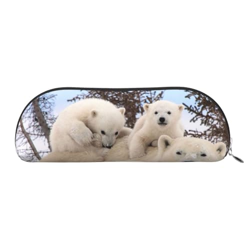 ESASAM Eisbär-Aufbewahrungstasche aus Leder, halbrunde Form, einfach und modisch, silber, Einheitsgröße, Schulrucksack von ESASAM