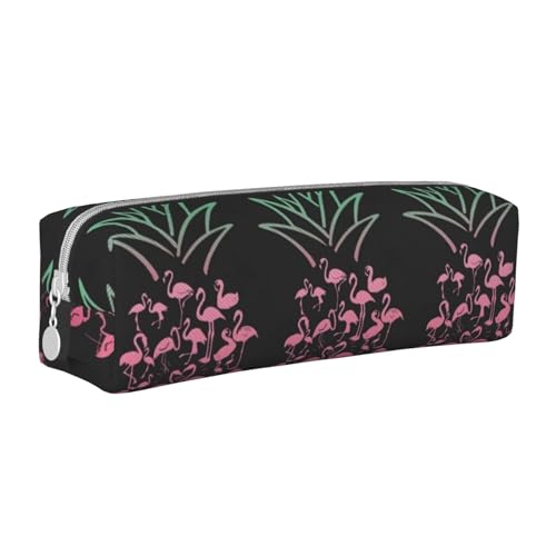 ESASAM Federmäppchen aus Leder mit Ananas-Flamingos, einfaches und stilvolles Federmäppchen – Schreibwaren-Organizer und Reiseaufbewahrung, Stifthalter, Federmäppchen, Federmäppchen, Künstlerbedarf, von ESASAM