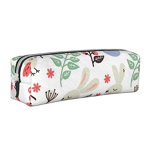 ESASAM Federmäppchen aus Leder mit Blumen, Hasen, Vögeln – Schreibwaren-Organizer und Reiseaufbewahrung, Stifthalter, Federmäppchen von ESASAM