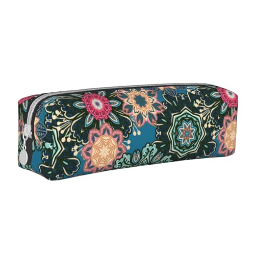 ESASAM Federmäppchen aus Leder mit Bohemian-Blume, schlichtes und stilvolles Federmäppchen – Schreibwaren-Organizer und Reiseaufbewahrung, Stifthalter, Federmäppchen, Federmäppchen, Künstlerbedarf, von ESASAM