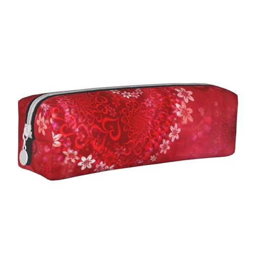 ESASAM Federmäppchen aus Leder mit Herz-Blume, schlichtes und stilvolles Federmäppchen – Schreibwaren-Organizer und Reiseaufbewahrung, Stifthalter, Federmäppchen, Federmäppchen, Künstlerbedarf, weiß, von ESASAM