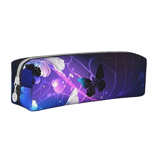 ESASAM Federmäppchen aus Leder mit Nachtschmetterlingen, einfaches und stilvolles Federmäppchen aus Leder – Schreibwaren-Organizer und Reiseaufbewahrung, Stifthalter, Federmäppchen, Federmäppchen, von ESASAM