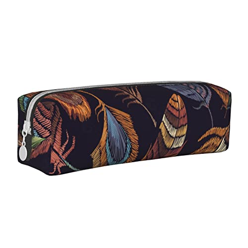 ESASAM Federmäppchen aus Leder mit Pfauenfedern, schlichtes und stilvolles Federmäppchen – Schreibwaren-Organizer und Reiseaufbewahrung, Stifthalter, Federmäppchen, Federmäppchen, Künstlerbedarf, von ESASAM