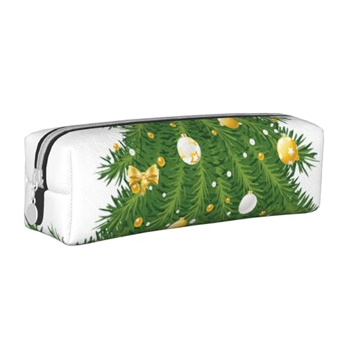 ESASAM Federmäppchen aus Leder mit Weihnachtsbaum, schlichtes und stilvolles Federmäppchen – Schreibwaren-Organizer und Reiseaufbewahrung, Stifthalter, Federmäppchen, Federmäppchen, Künstlerbedarf, von ESASAM