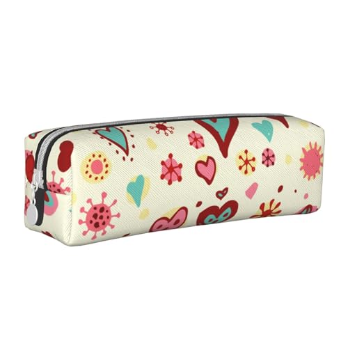 ESASAM Federmäppchen aus Leder mit buntem Herzmuster, schlichtes und stilvolles Federmäppchen – Schreibwaren-Organizer und Reiseaufbewahrung, Stifthalter, Federmäppchen, Federmäppchen, Künstlerbedarf, von ESASAM