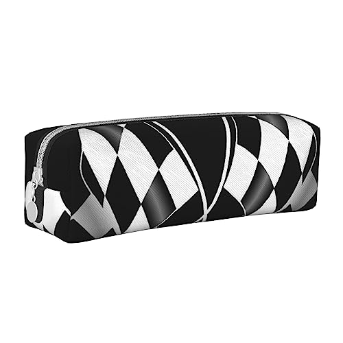 ESASAM Federmäppchen aus Leder mit kariertem Flaggenmuster, schlichtes und stilvolles Leder-Federmäppchen – Schreibwaren-Organizer und Reiseaufbewahrung, Stifthalter, Federmäppchen, von ESASAM