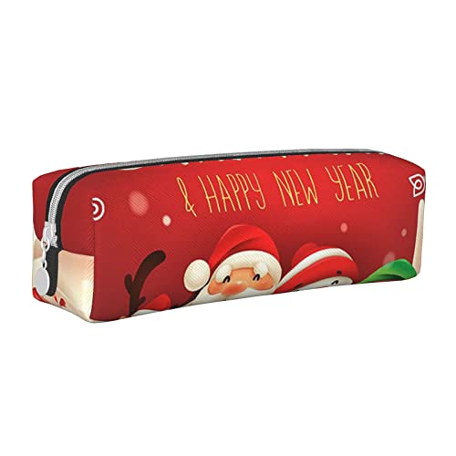 ESASAM Federmäppchen mit Aufschrift "Merry Christmas", schlichtes und stilvolles Leder-Federmäppchen – Schreibwaren-Organizer und Reiseaufbewahrung, Stifthalter, Federmäppchen, Federmäppchen, von ESASAM