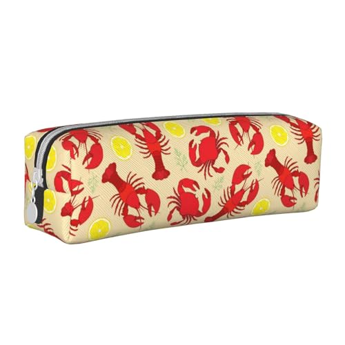 ESASAM Federmäppchen mit Hummer und Krabbe, schlichtes und stilvolles Leder-Federmäppchen – Schreibwaren-Organizer und Reiseaufbewahrung, Stifthalter, Federmäppchen, Federmäppchen, Künstlerbedarf, von ESASAM