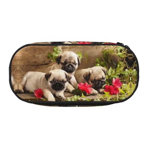 ESASAM Federmäppchen mit Mops-Motiv – der notwendige Stauraum für Stifte, Bleistifte und Schreibwaren, Schwarz , Einheitsgröße, Schulranzen von ESASAM