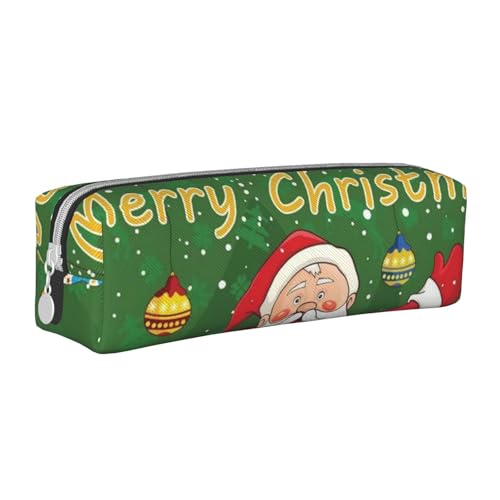 ESASAM Federmäppchen mit Weihnachtsmann-Motiv, schlichtes und stilvolles Leder-Federmäppchen – Schreibwaren-Organizer und Reiseaufbewahrung, Stifthalter, Federmäppchen, Federmäppchen, Künstlerbedarf, von ESASAM