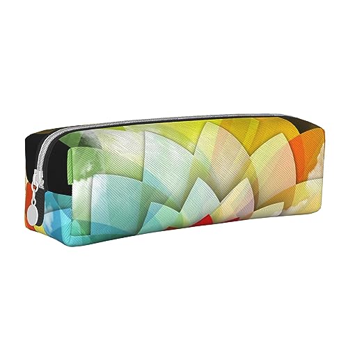 ESASAM Federmäppchen mit bunten Blumen, schlichtes und stilvolles Leder-Federmäppchen – Schreibwaren-Organizer und Reiseaufbewahrung, Stifthalter, Federmäppchen, Federmäppchen, Künstlerbedarf, weiß, von ESASAM