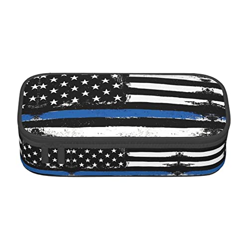 ESASAM Federmäppchen mit großem Fassungsvermögen, lila Schmetterlinge, kann Ihre Schreibwaren besser aufbewahren., Retro Blue Thin Line USA-Flagge, Einheitsgröße von ESASAM