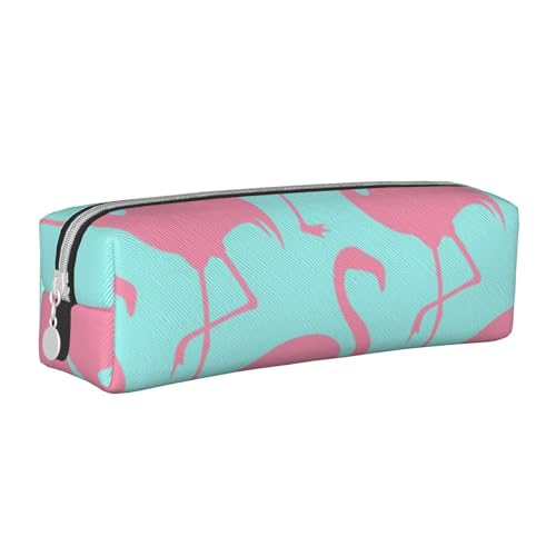 ESASAM Federmäppchen mit pinkem Flamingo, schlichtes und stilvolles Leder-Federmäppchen – Schreibwaren-Organizer und Reiseaufbewahrung, Stifthalter, Federmäppchen, Federmäppchen, Künstlerbedarf, weiß, von ESASAM