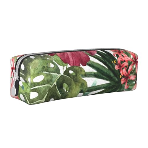 ESASAM Federmäppchen mit tropischen Blättern, schlichtes und stilvolles Leder-Federmäppchen – Schreibwaren-Organizer und Reiseaufbewahrung, Stifthalter, Federmäppchen, Federmäppchen, Künstlerbedarf, von ESASAM