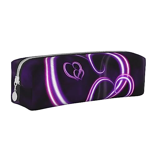 ESASAM Federmäppchen mit violetten Herzen, schlichtes und stilvolles Leder-Federmäppchen – Schreibwaren-Organizer und Reiseaufbewahrung, Stifthalter, Federmäppchen, Federmäppchen, Künstlerbedarf, von ESASAM