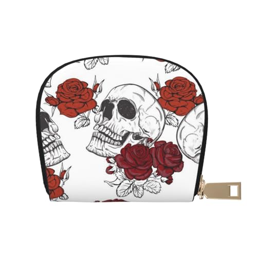 ESASAM Floral Skull Leder Shell Card Bag - Kompakte und langlebige Kartenetui, mehrere Steckplätze Kartenorganizer, sicherer, tragbarer und großer Kartenhalter, Blumenkädel, Einheitsgröße von ESASAM