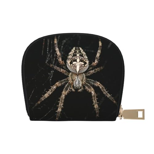 ESASAM Floral Skull Leder Shell Card Bag - Kompakte und langlebige Kartenetui, mehrere Steckplätze Kartenorganizer, sicherer, tragbarer und großer Kartenhalter, Gruselige Spinne, Einheitsgröße von ESASAM