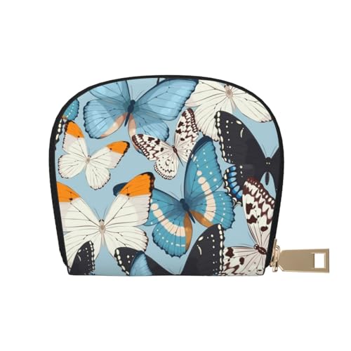 ESASAM Floral Skull Leder Shell Card Bag - Kompakte und langlebige Kartenetui, mehrere Steckplätze Kartenorganizer, sicherer, tragbarer und großer Kartenhalter, schmetterling, Einheitsgröße von ESASAM