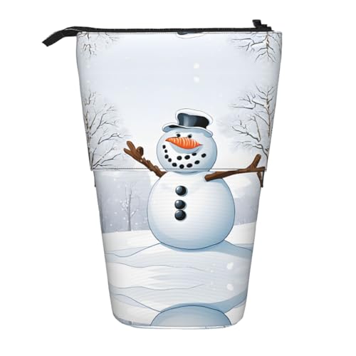 ESASAM Frohe Weihnachten mit glücklichem Schneemann Ein Federmäppchen mit einziehbarem Design, vielseitig und langlebig, Schwarz , Einheitsgröße, Schulranzen von ESASAM