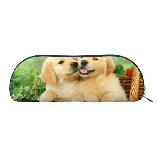 ESASAM Golden Retriever halbrunde Aufbewahrungstasche aus Leder, halbrunde Form, einfach und modisch, silber, Einheitsgröße, Schulrucksack von ESASAM