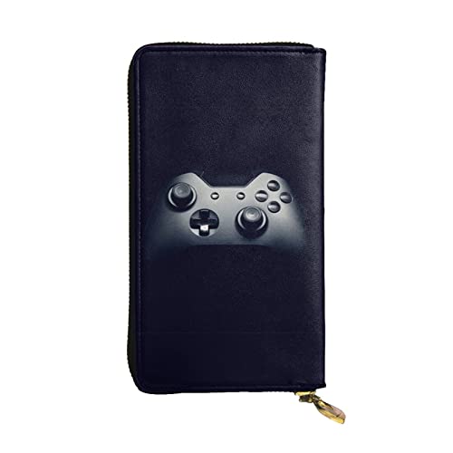 ESASAM Gothic Rose Leder Lange Clutch Geldbörse, hochwertiges Kunstleder und hochwertiger Metall-Reißverschluss, langlebig., Gaming-Controller-Muster, Einheitsgröße von ESASAM