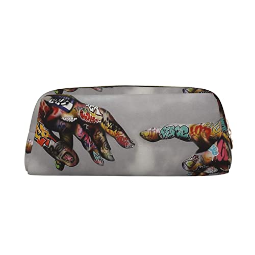 ESASAM Graffiti-Handleder-Reißverschluss, dreidimensionales Federmäppchen, einfach und elegant, modisch und praktisch, gold, Einheitsgröße, Schulrucksack von ESASAM