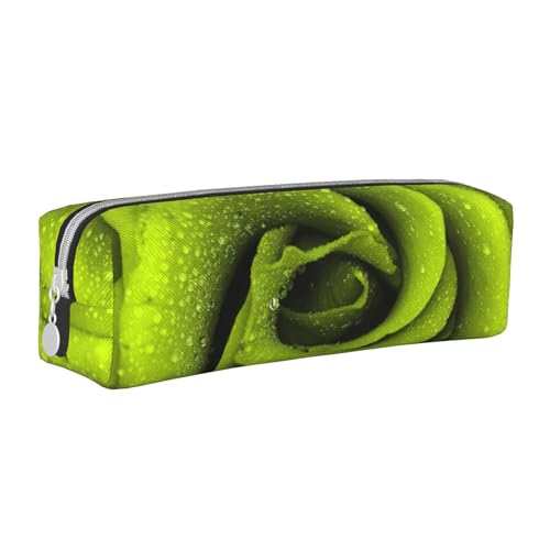 ESASAM Grüne Rose, schlichtes und stilvolles Leder-Federmäppchen – Schreibwaren-Organizer und Reiseaufbewahrung, Stifthalter, Federmäppchen, Federmäppchen, Federmäppchen, Kunstbedarf, weiß, von ESASAM