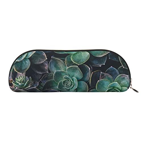 ESASAM Grüne Sukkulenten-Leder-Aufbewahrungstasche, halbrunde Form, einfach und modisch, gold, Einheitsgröße, Schulrucksack von ESASAM