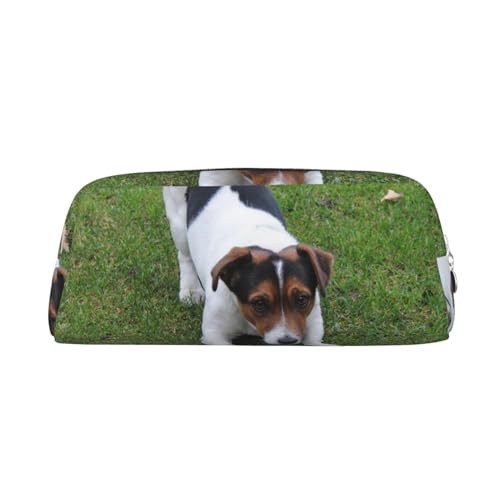 ESASAM Hawaii Beach Golf Course Fashion Printed Leder Reißverschluss Bleistift Tasche, Jack Russell Dog, Einheitsgröße, Kinderrucksack von ESASAM