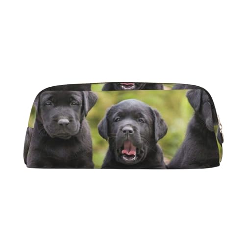 ESASAM Labrador Retriever Hund Leder Reißverschluss dreidimensionales Federmäppchen einfach und elegant, modisch und praktisch, gold, Einheitsgröße, Schulrucksack von ESASAM