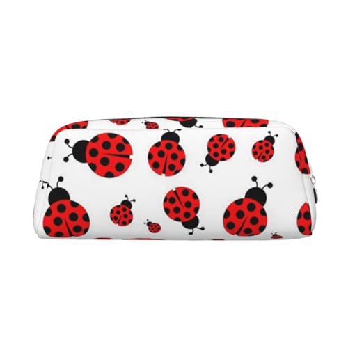 ESASAM Ladybug Federmäppchen aus Leder mit Reißverschluss, dreidimensional, einfach und elegant, modisch und praktisch, silber, Einheitsgröße, Schulrucksack von ESASAM