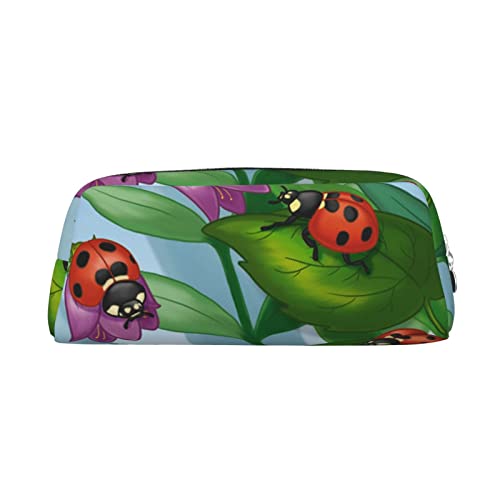 ESASAM Ladybug Federmäppchen aus Leder mit Reißverschluss, dreidimensional, einfach und elegant, modisch und praktisch, silber, Einheitsgröße, Schulrucksack von ESASAM