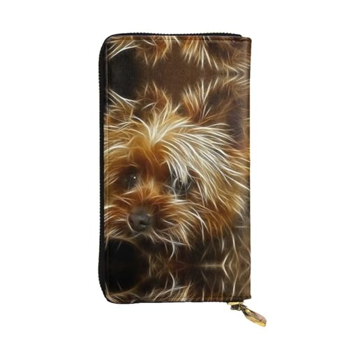 ESASAM Lange Clutch-Geldbörse aus Entenleder, hochwertiges Kunstleder und hochwertiger Metall-Reißverschluss, langlebig., Funny Yorkie, Einheitsgröße von ESASAM