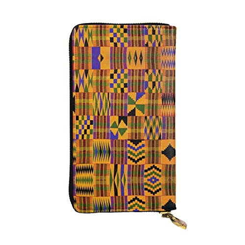 ESASAM Lange Clutch-Geldbörse aus Leder mit laufendem Schäferhund, hochwertiges Kunstleder und hochwertiger Metall-Reißverschluss, langlebig., Afrikanisches Weben, Einheitsgröße von ESASAM