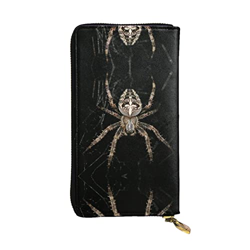 ESASAM Lange Clutch-Geldbörse aus Marmor-Mischleder, hochwertiges Kunstleder und hochwertiger Metall-Reißverschluss, langlebig., Gruselige Spinne, Einheitsgröße von ESASAM