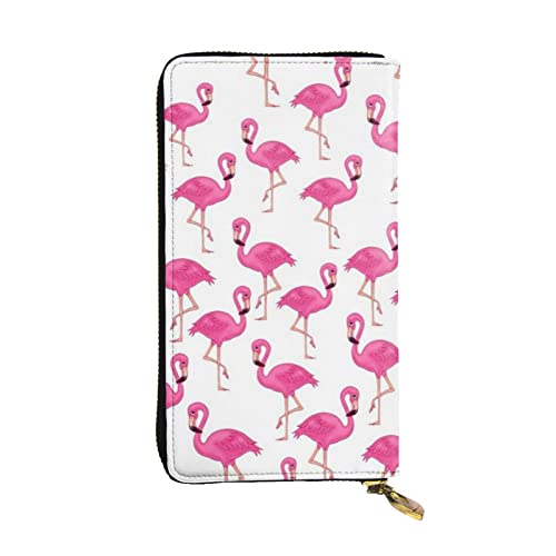 ESASAM Lange Clutch aus Leder mit Popcorn-Druck, hochwertiges Kunstleder und hochwertiger Metall-Reißverschluss, langlebig., Rosa Flamingo, Einheitsgröße von ESASAM