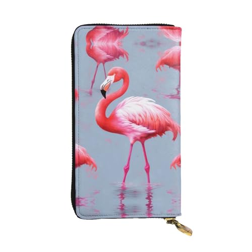 ESASAM Lange Clutch aus Schaf- und Lammleder, hochwertiges Kunstleder und hochwertiger Metall-Reißverschluss, langlebig., Rosa Flamingo, Einheitsgröße von ESASAM