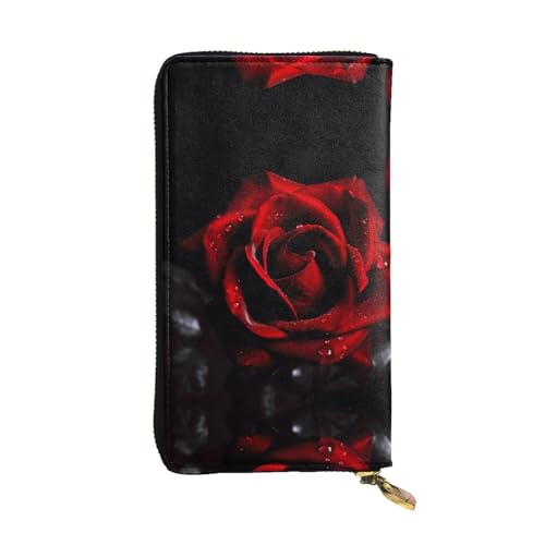 ESASAM Lange Clutch aus Schaf- und Lammleder, hochwertiges Kunstleder und hochwertiger Metall-Reißverschluss, langlebig., rote rose, Einheitsgröße von ESASAM