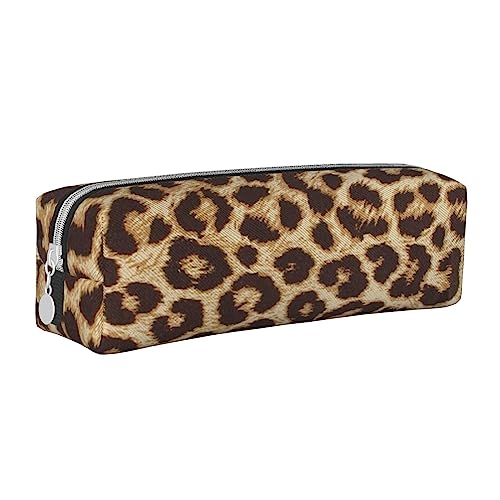 ESASAM Leder-Federmäppchen mit Leopardenmuster, schlichtes und stilvolles Federmäppchen – Schreibwaren-Organizer und Reiseaufbewahrung, Stifthalter, Federmäppchen, Federmäppchen, Künstlerbedarf, weiß, von ESASAM