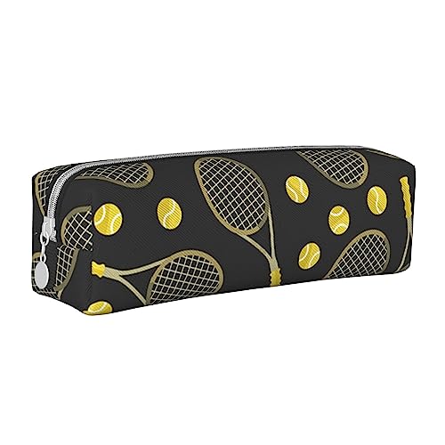 ESASAM Lustige Tennisschläger und Tennisbälle, einfaches und stilvolles Leder-Federmäppchen – Schreibwaren-Organizer und Reiseaufbewahrung, Stifthalter, Federmäppchen, Federmäppchen, Künstlerbedarf, von ESASAM