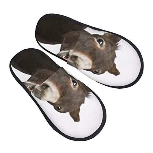 ESASAM Lustiger Esel-bedruckte Plüsch-Hausschuhe, weich, leicht und langlebig. Perfekt für den Innenbereich, Schwarz , Large von ESASAM