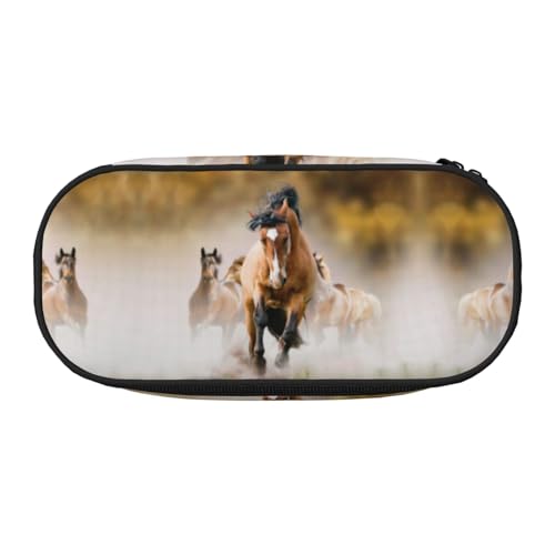 ESASAM Modisches Federmäppchen mit Pferdemotiv - der notwendige Stauraum für Stifte, Bleistifte und Schreibwaren, Schwarz , Einheitsgröße, Schulranzen von ESASAM