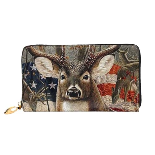 ESASAM Monarch Butterflies Print Stylish Leather Wallet - Double-Sided Print, Durable Material, Multifunctional Design, Americana Flagge Reh, Einheitsgröße von ESASAM