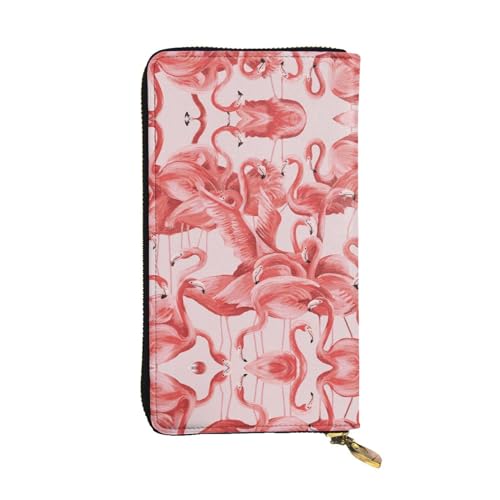 ESASAM Niedliche kleine Affen-Leder-Clutch-Geldbörse, hochwertiges Kunstleder und hochwertiger Metall-Reißverschluss, langlebig., Flamingo, Einheitsgröße von ESASAM