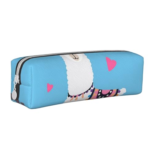 ESASAM Niedliches Alpakas-Federmäppchen, schlichtes und stilvolles Leder-Federmäppchen – Schreibwaren-Organizer und Reiseaufbewahrung, Stifthalter, Federmäppchen, Federmäppchen, Künstlerbedarf, weiß, von ESASAM