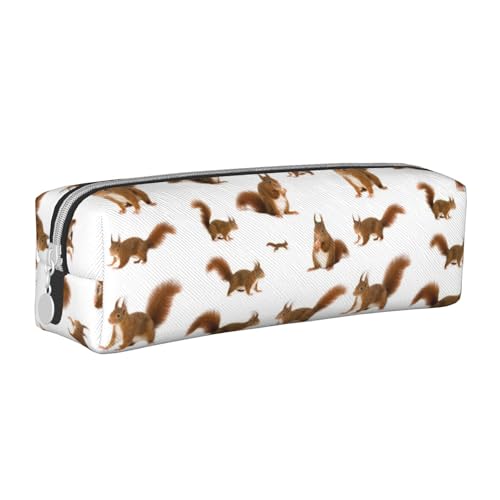ESASAM Niedliches Eichhörnchen-Federmäppchen, einfaches und stilvolles Leder-Federmäppchen – Schreibwaren-Organizer und Reiseaufbewahrung, Stifthalter, Federmäppchen, Federmäppchen, Künstlerbedarf, von ESASAM